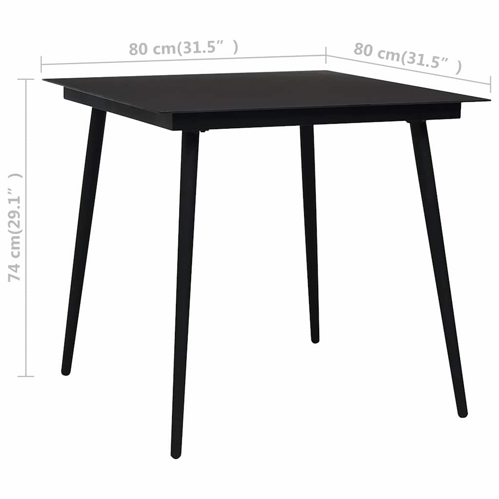 5-dijelni vrtni blagovaonski set crno-smeđi Crna Dužina stola 150 cm
