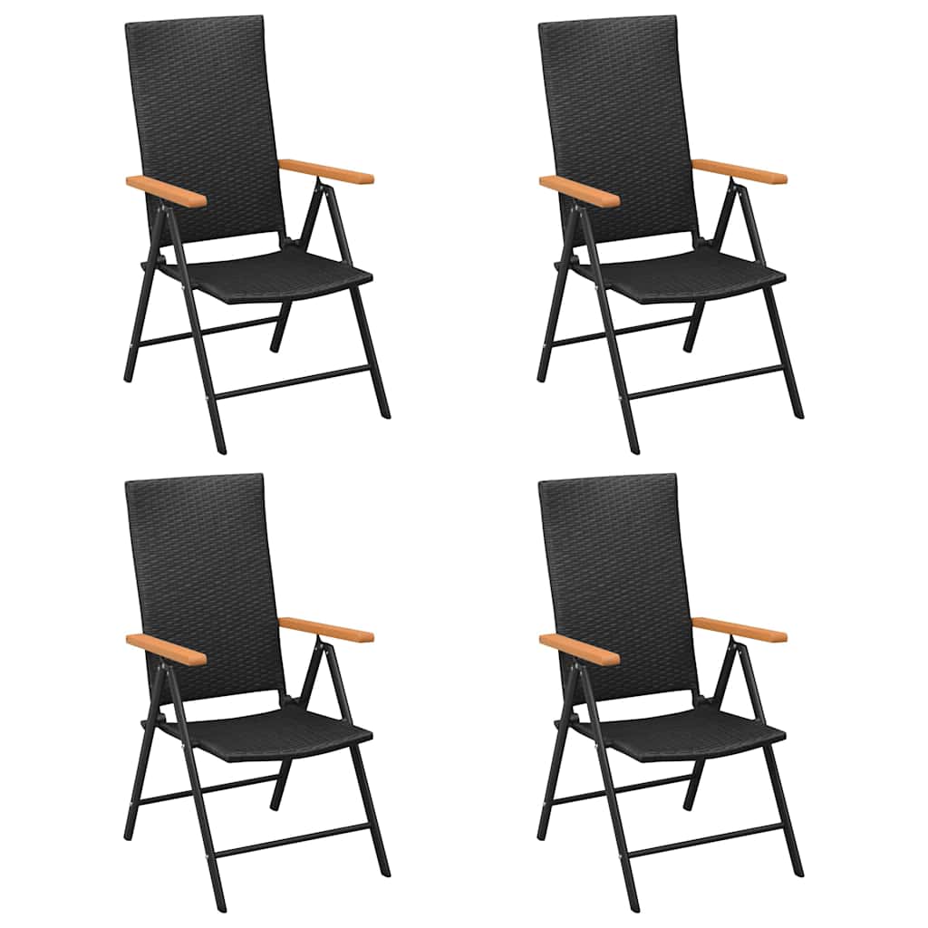 5-dijelni vrtni blagovaonski set crno-smeđi Crna Dužina stola 150 cm