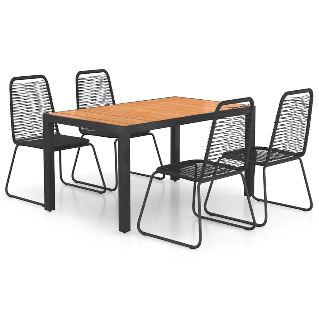 5-dijelni vrtni blagovaonski set od PVC ratana crno-smeđi Crna Dužina stola 150 cm