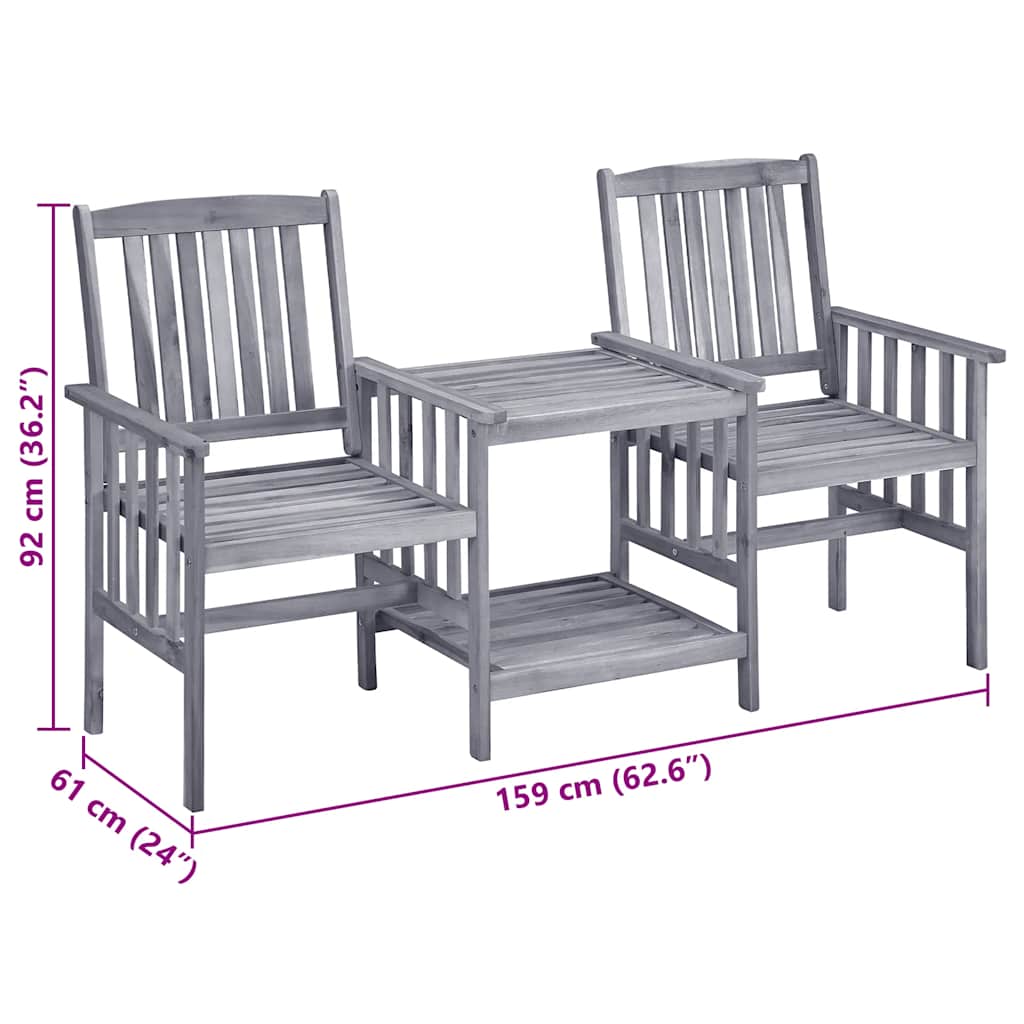 Vrtne stolice s čajnim stolićem i jastucima od bagremovog drva