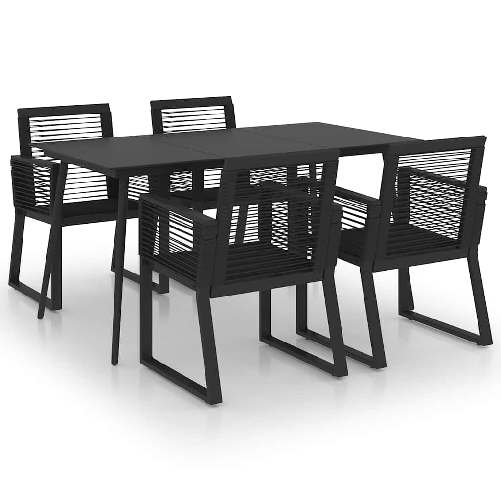 5-dijelni vrtni blagovaonski set od PVC ratana crni Crna Dužina stola 150 cm