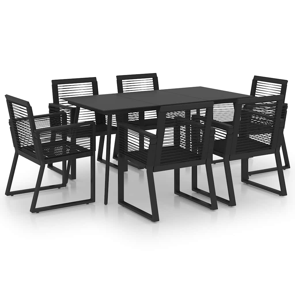 7-dijelni vrtni blagovaonski set od PVC ratana crni Crna Dužina stola 150 cm