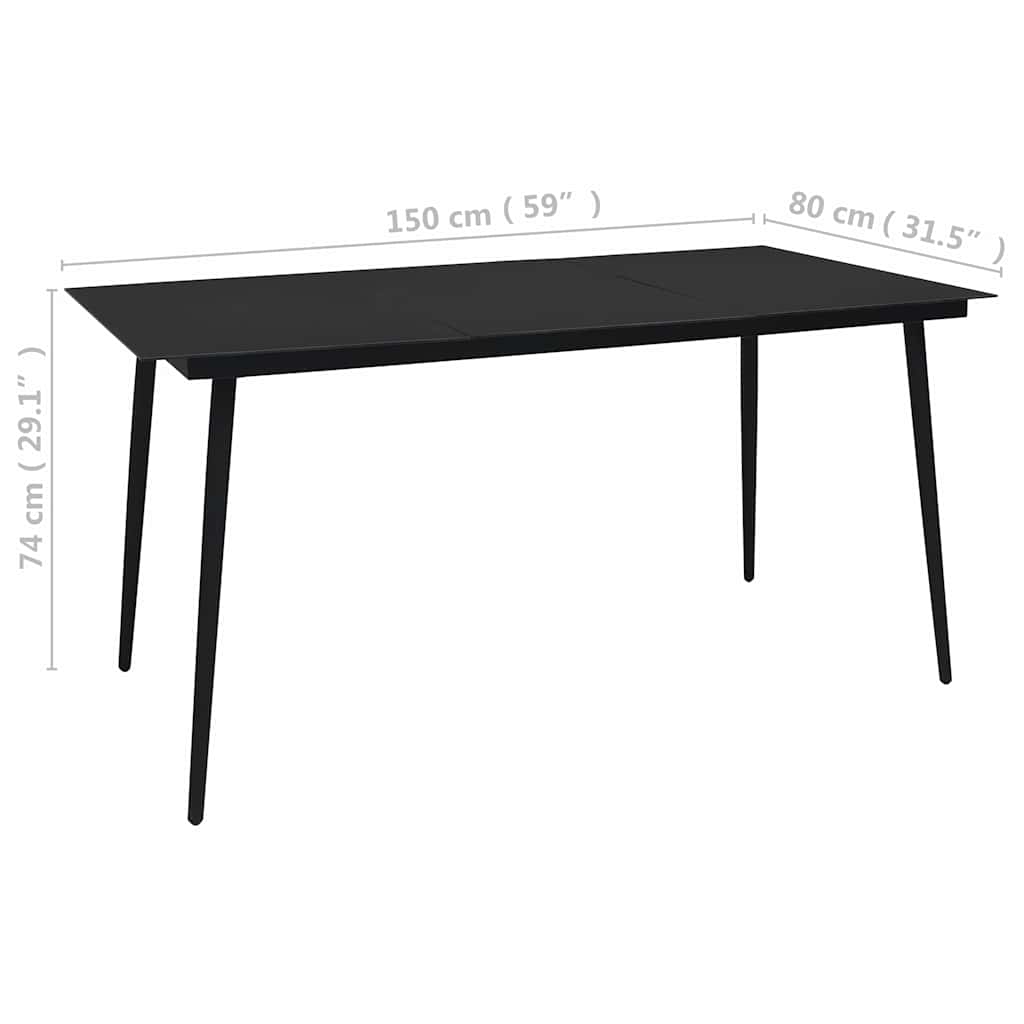 7-dijelni vrtni blagovaonski set od PVC ratana crni Crna Dužina stola 150 cm