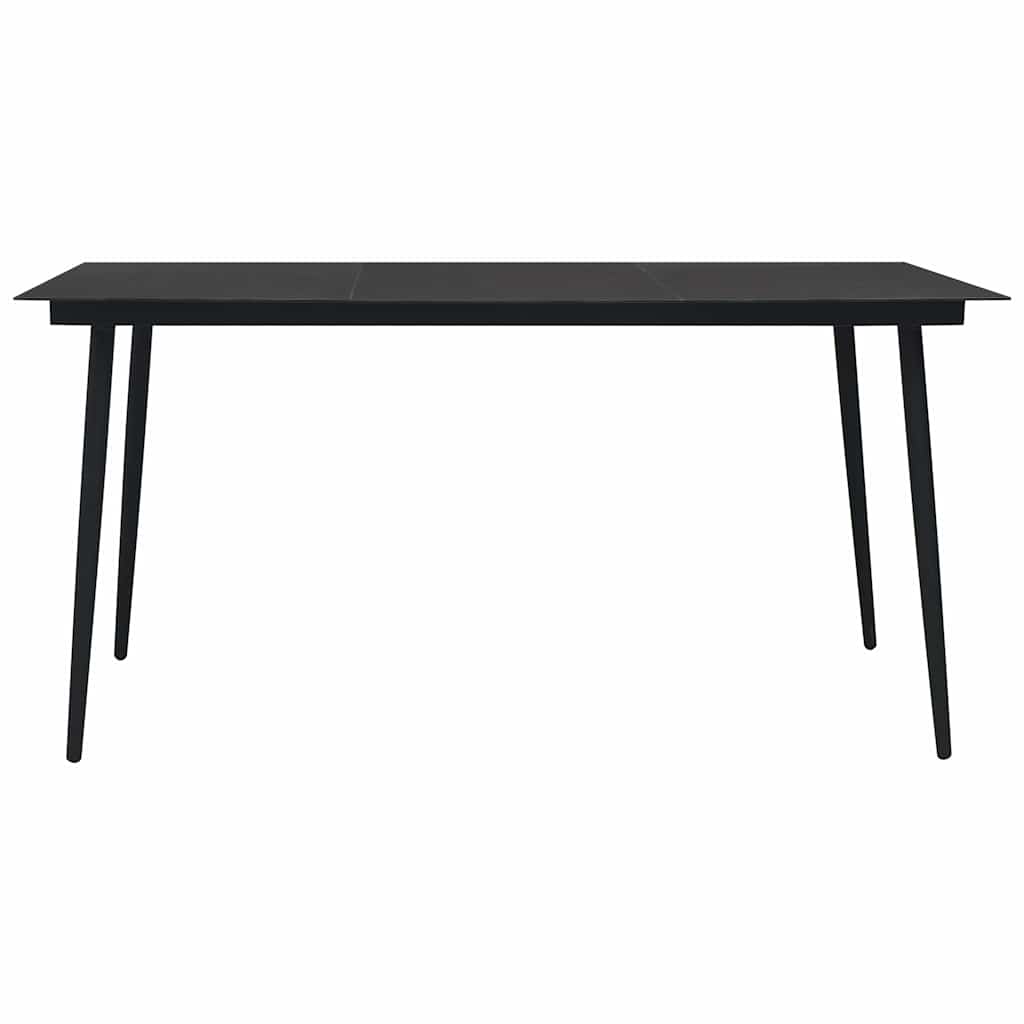7-dijelni vrtni blagovaonski set od PVC ratana crni Crna Dužina stola 150 cm