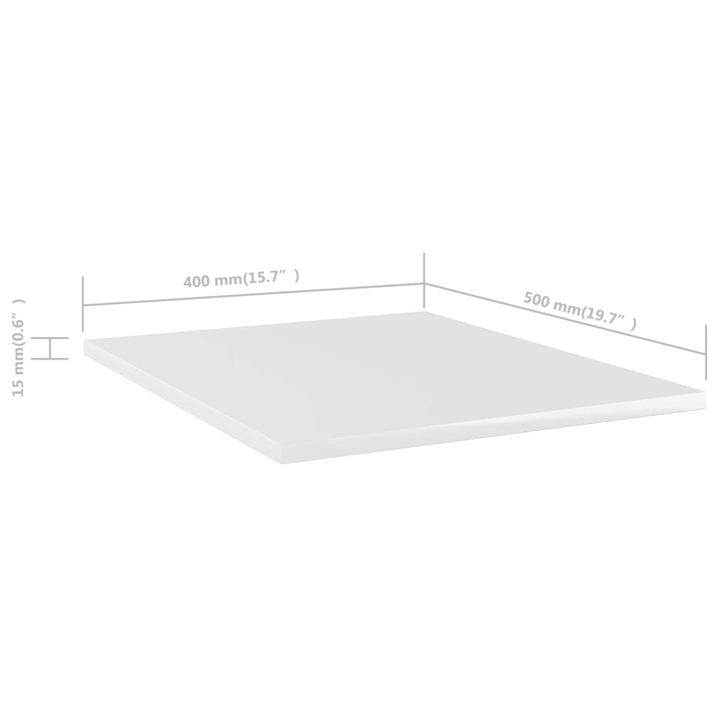 Police za knjige 8 kom visoki sjaj bijele 40x50x1,5 cm drvene