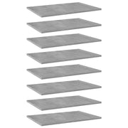 Police za knjige 8 kom siva boja betona 60x40x1,5 cm od iverice