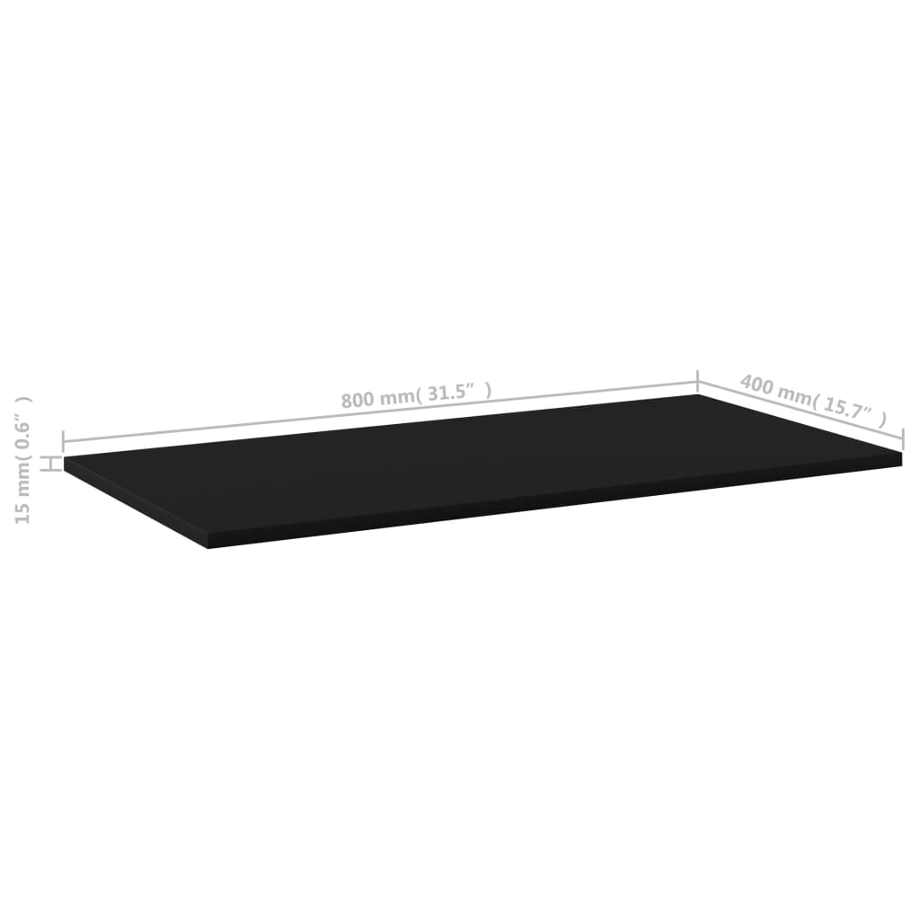 Police za knjige 8 kom crne 80 x 40 x 1,5 cm od iverice