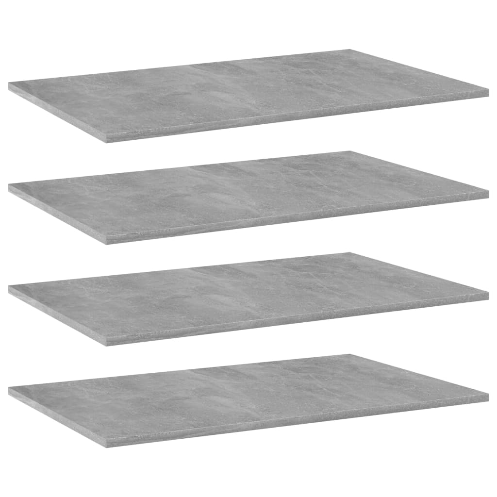 Police za knjige 4 kom siva boja betona 80 x 50 x 1,5 cm drvene