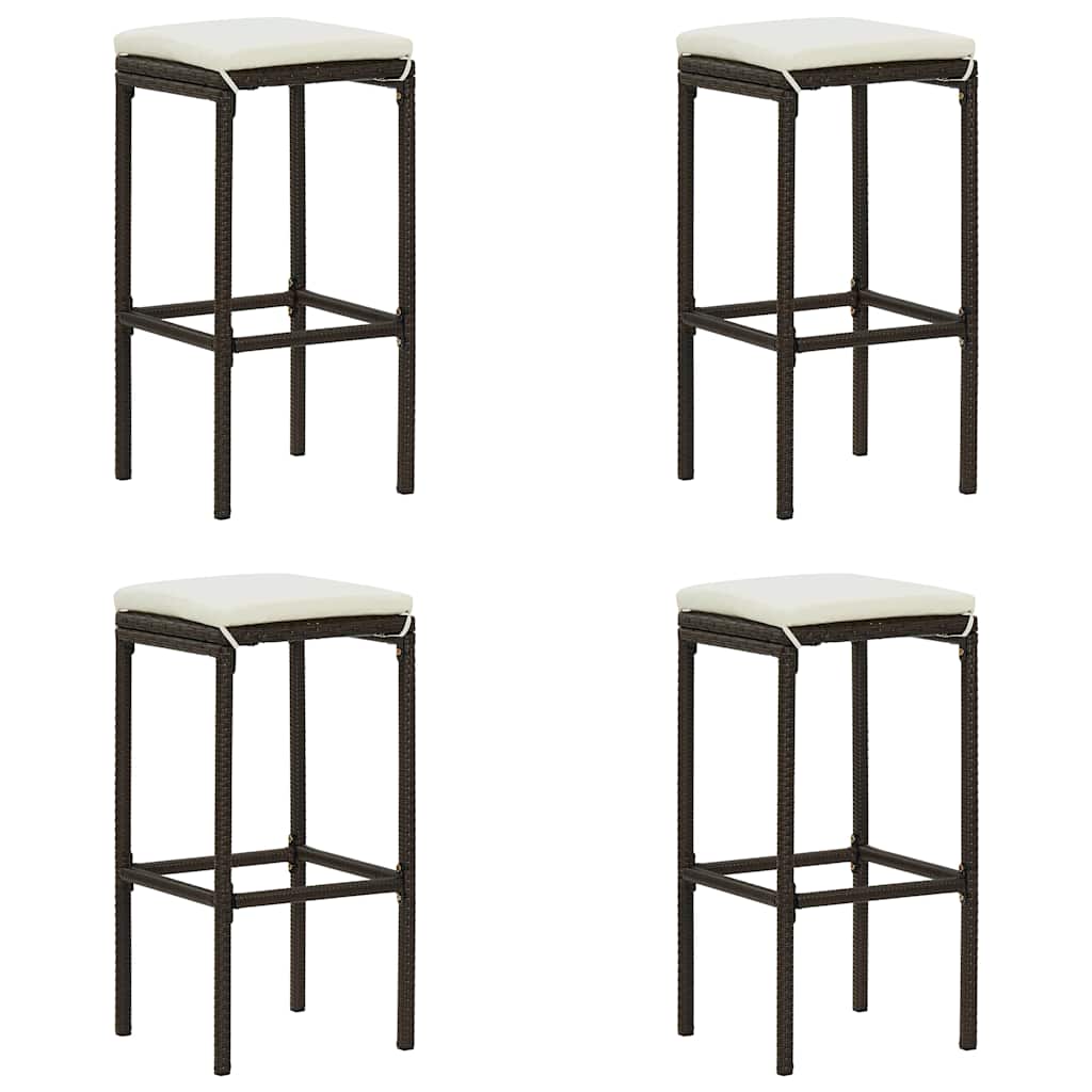 5-dijelni vrtni barski set od poliratana s jastucima smeđi Smeđa 100 cm table length