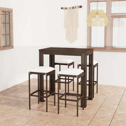 5-dijelni vrtni barski set od poliratana s jastucima smeđi Smeđa 100 cm table length