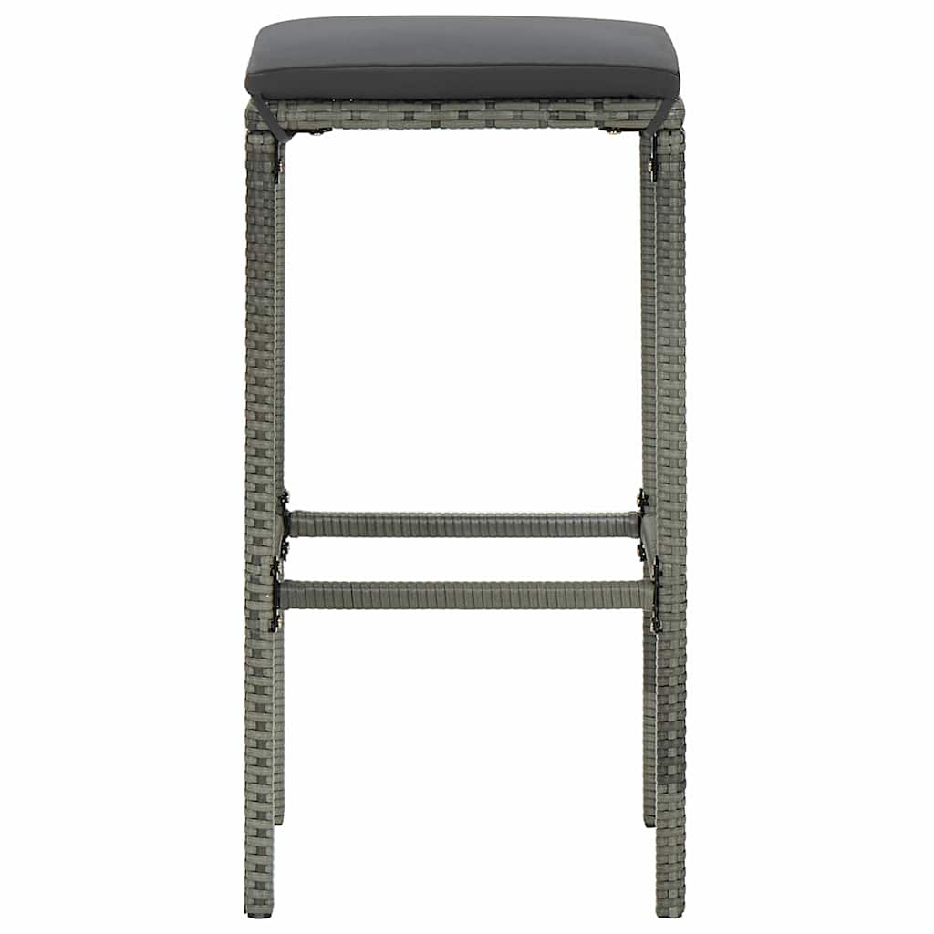 7-dijelni vrtni barski set od poliratana s jastucima sivi Siva 100 cm table length