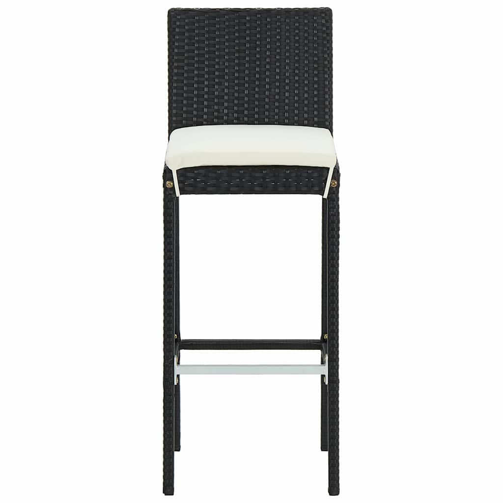 7-dijelni vrtni barski set od poliratana s jastucima crni Crna 100 cm table length