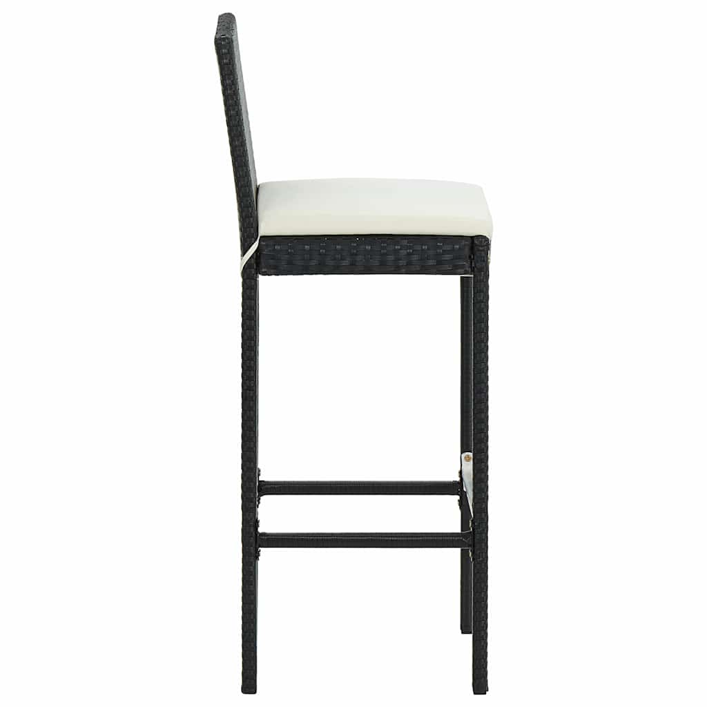 7-dijelni vrtni barski set od poliratana s jastucima crni Crna 100 cm table length