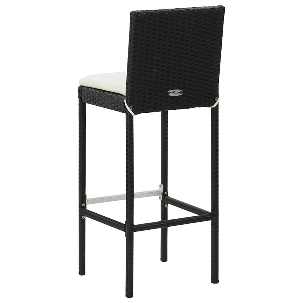 7-dijelni vrtni barski set od poliratana s jastucima crni Crna 100 cm table length