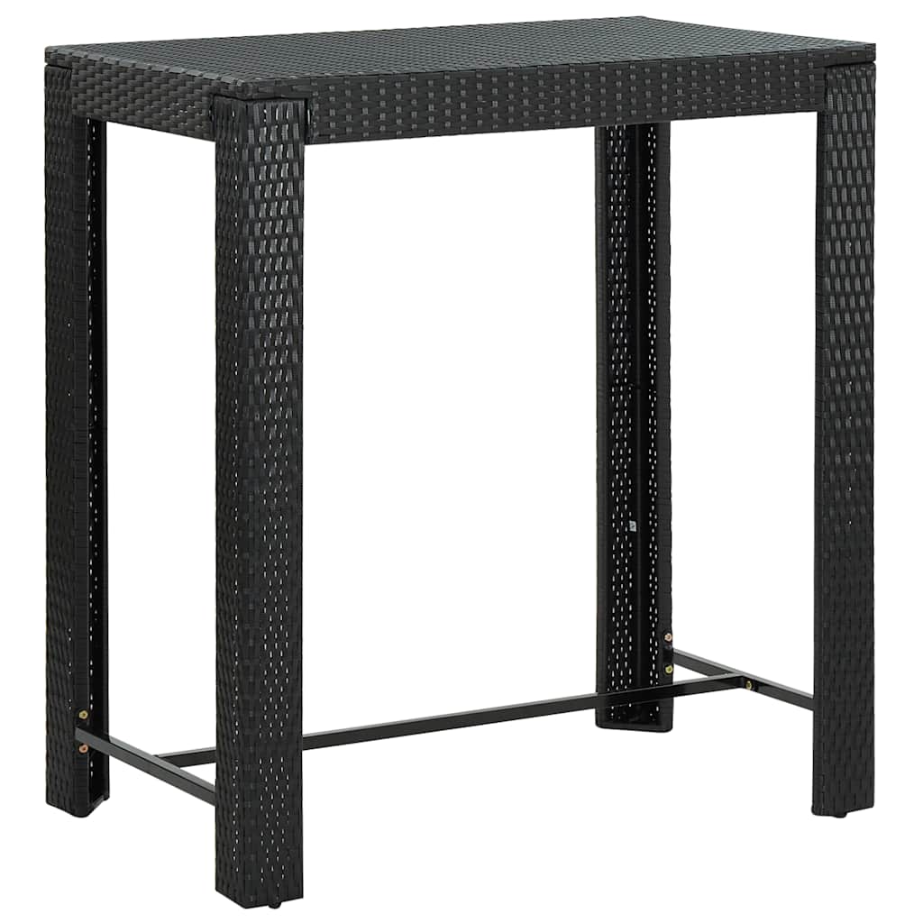 7-dijelni vrtni barski set od poliratana s jastucima crni Crna 100 cm table length