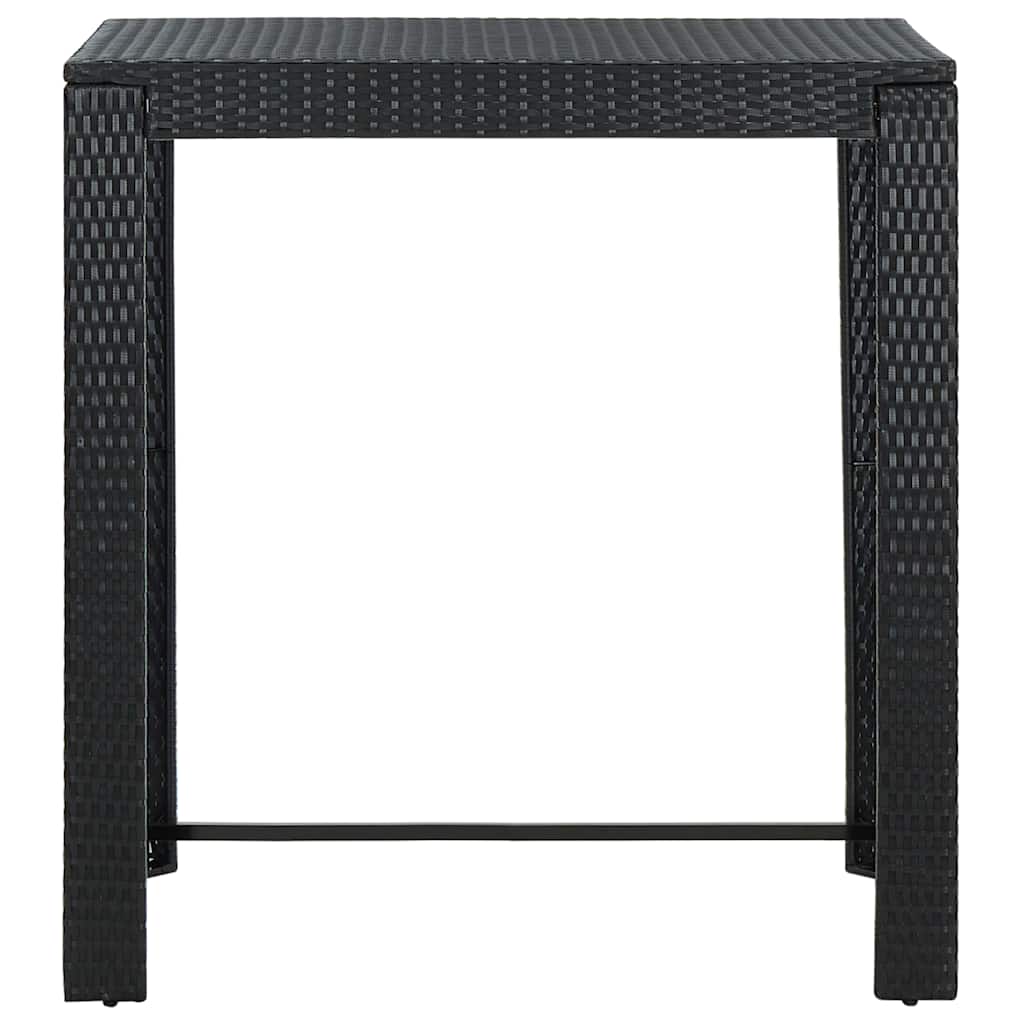 7-dijelni vrtni barski set od poliratana s jastucima crni Crna 100 cm table length