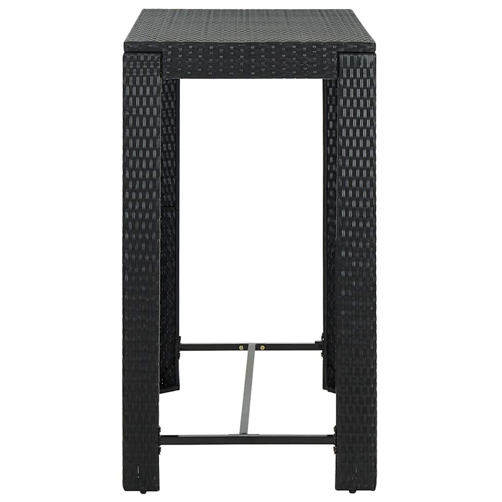 7-dijelni vrtni barski set od poliratana s jastucima crni Crna 100 cm table length