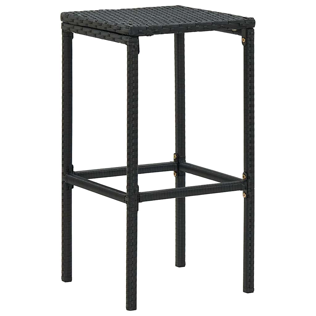 3-dijelni vrtni barski set od poliratana s jastucima crni Crna 60 cm table length