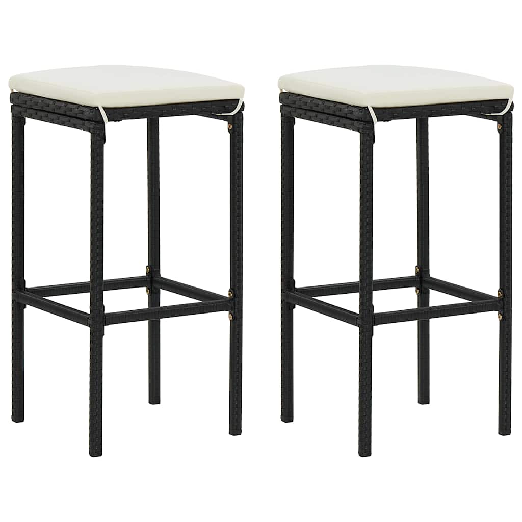 3-dijelni vrtni barski set od poliratana s jastucima crni Crna 60 cm table length