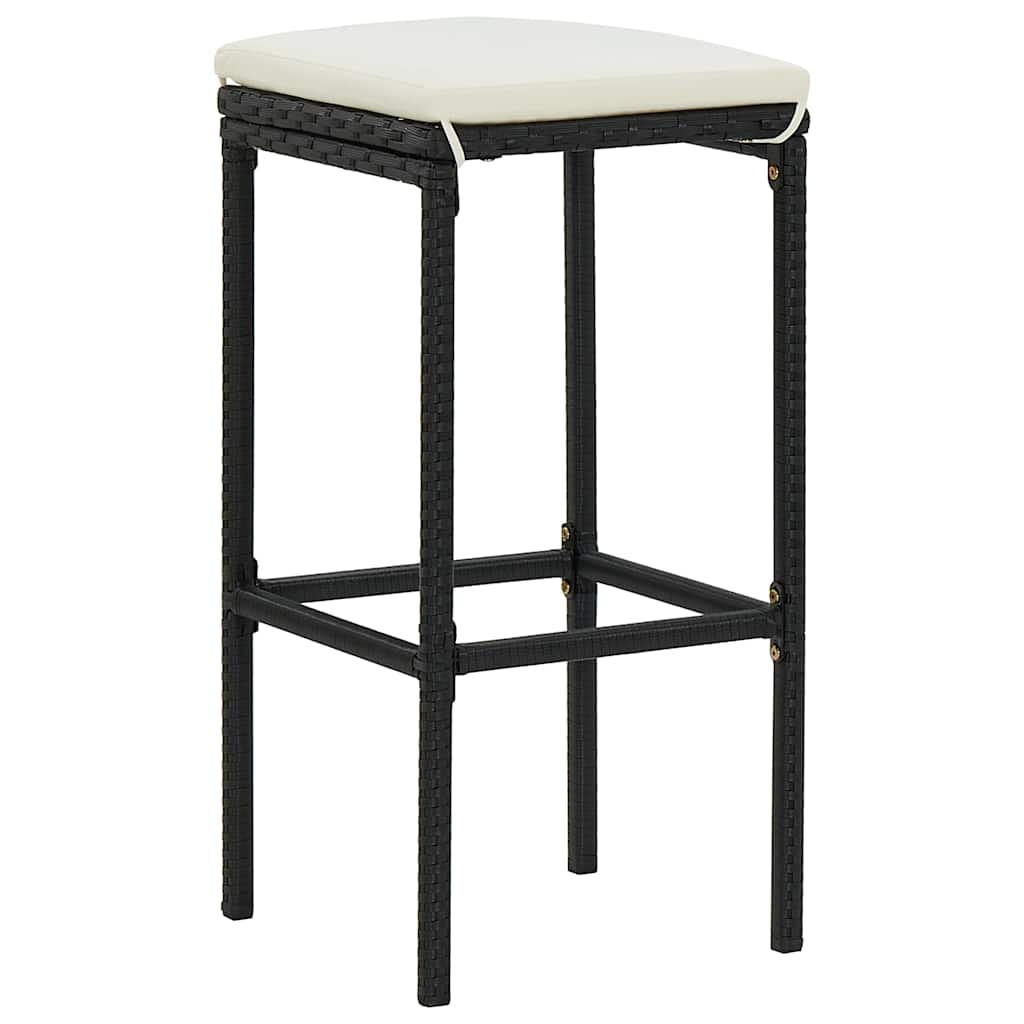 3-dijelni vrtni barski set od poliratana s jastucima crni Crna 60 cm table length