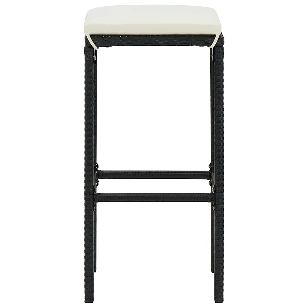 3-dijelni vrtni barski set od poliratana s jastucima crni Crna 60 cm table length