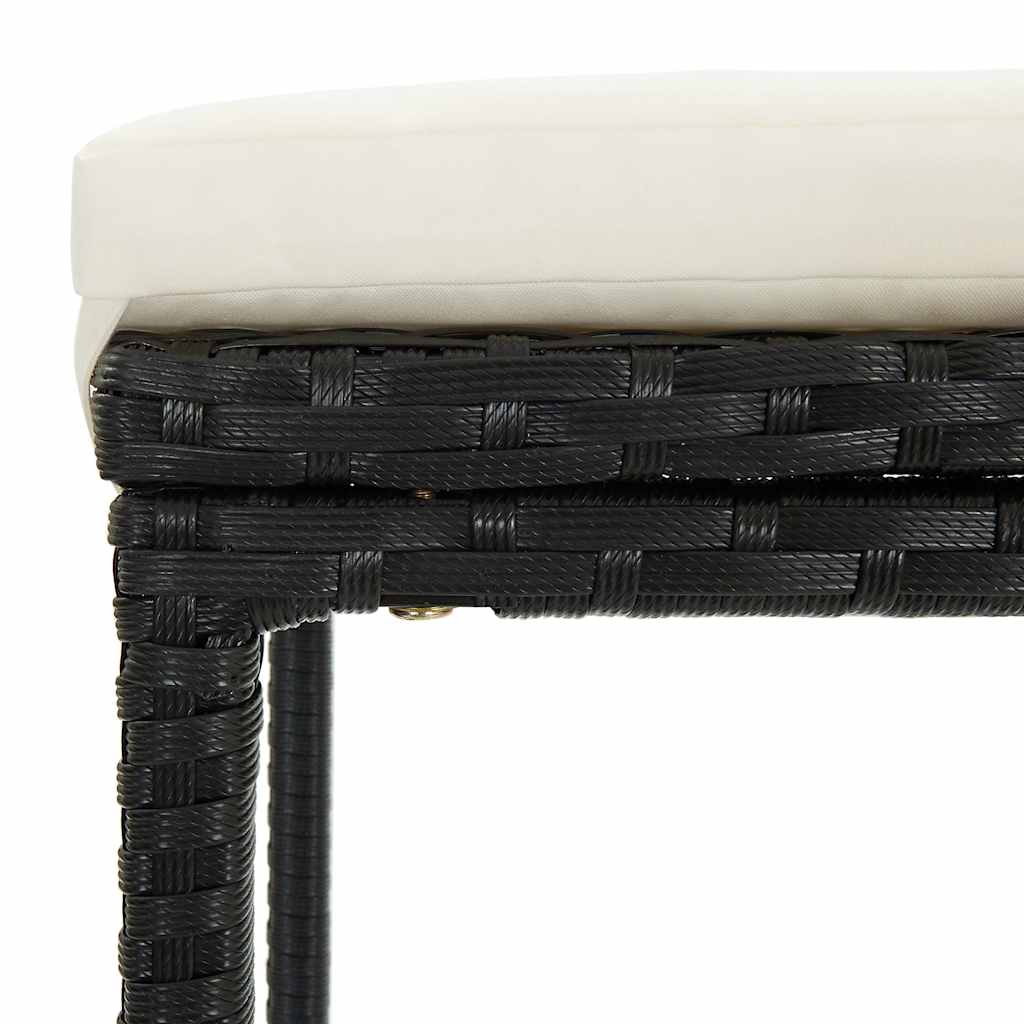 3-dijelni vrtni barski set od poliratana s jastucima crni Crna 60 cm table length