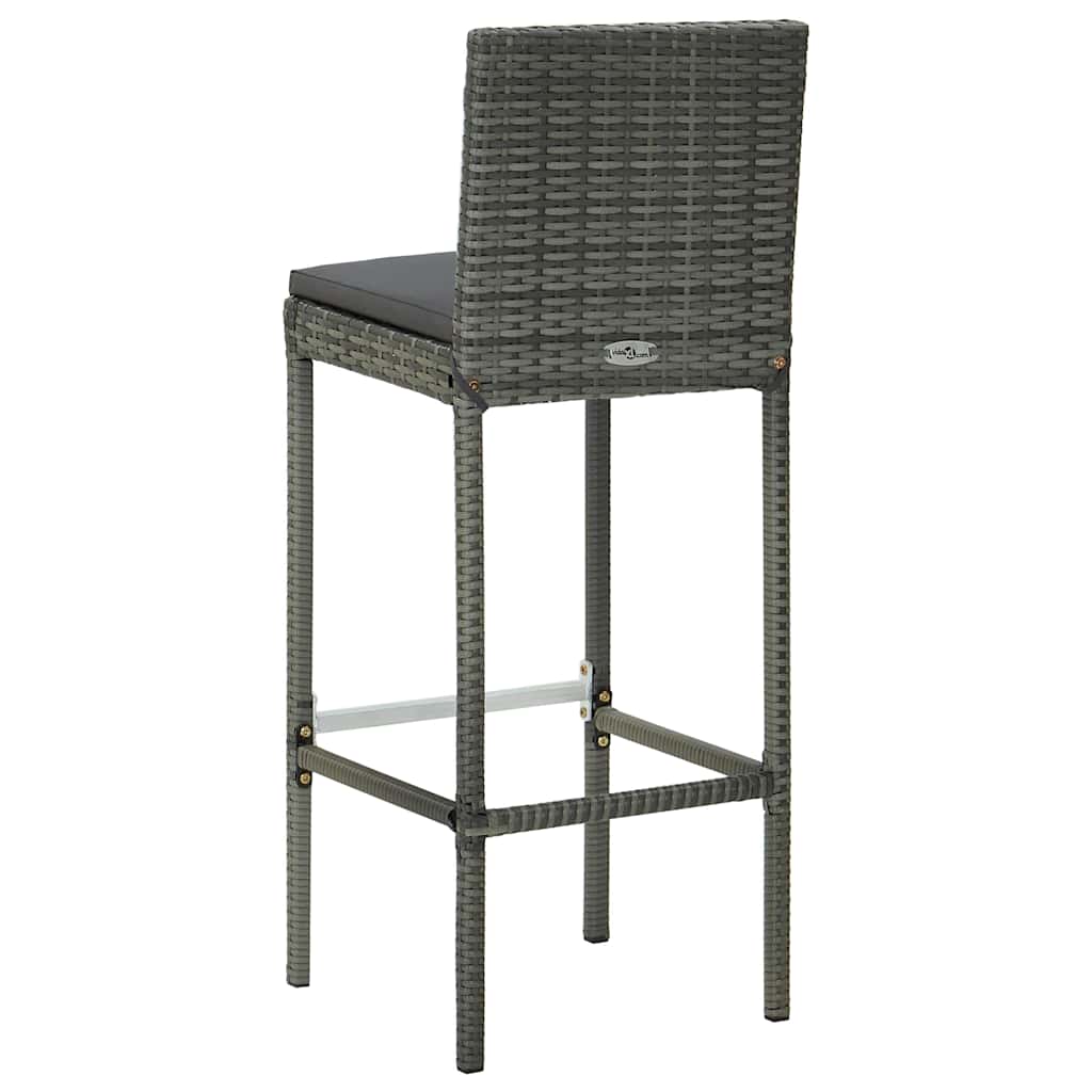 3-dijelni vrtni barski set od poliratana s jastucima sivi Siva 60 cm table length