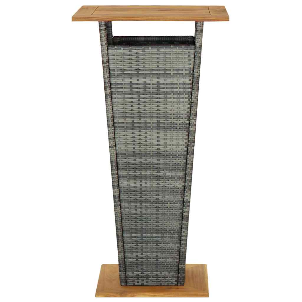 3-dijelni vrtni barski set od poliratana s jastucima sivi Siva 60 cm table length