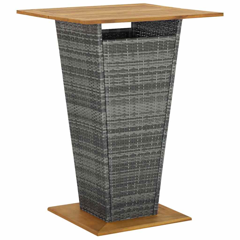 5-dijelni vrtni barski set od poliratana s jastucima sivi Siva 80 cm table length