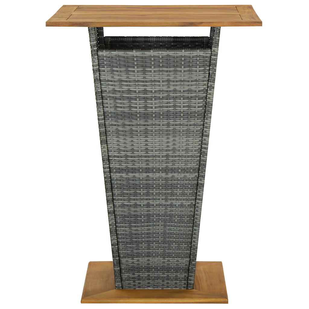 5-dijelni vrtni barski set od poliratana s jastucima sivi Siva 80 cm table length