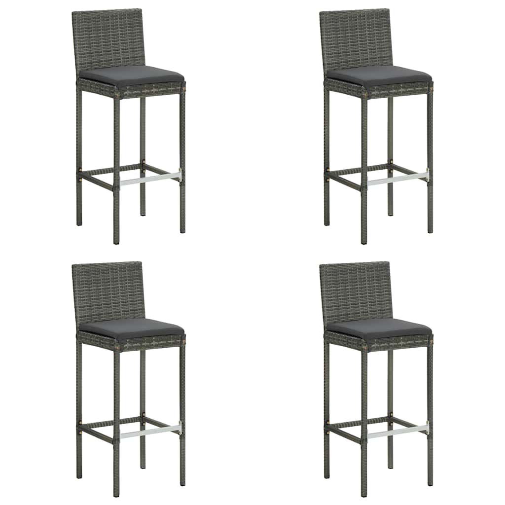 5-dijelni vrtni barski set od poliratana s jastucima sivi Siva 80 cm table length