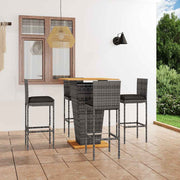 5-dijelni vrtni barski set od poliratana s jastucima sivi Siva 80 cm table length