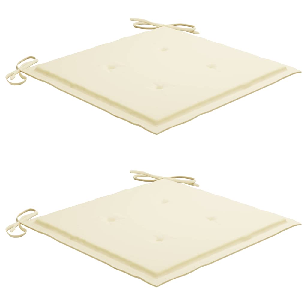 Sklopive stolice 2 kom s krem jastucima od punog tikovine