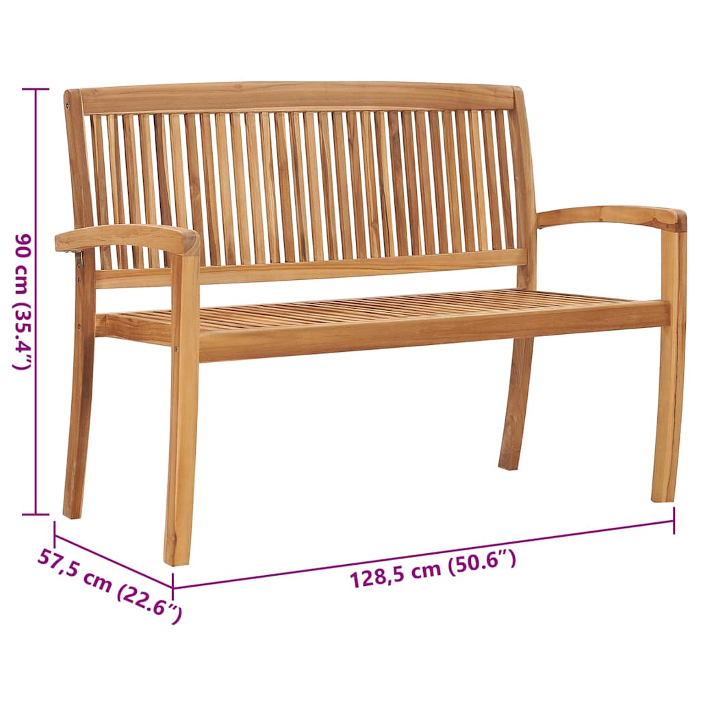 Složiva vrtna klupa s jastukom 128,5 cm od masovne tikovine Zelena 120 cm