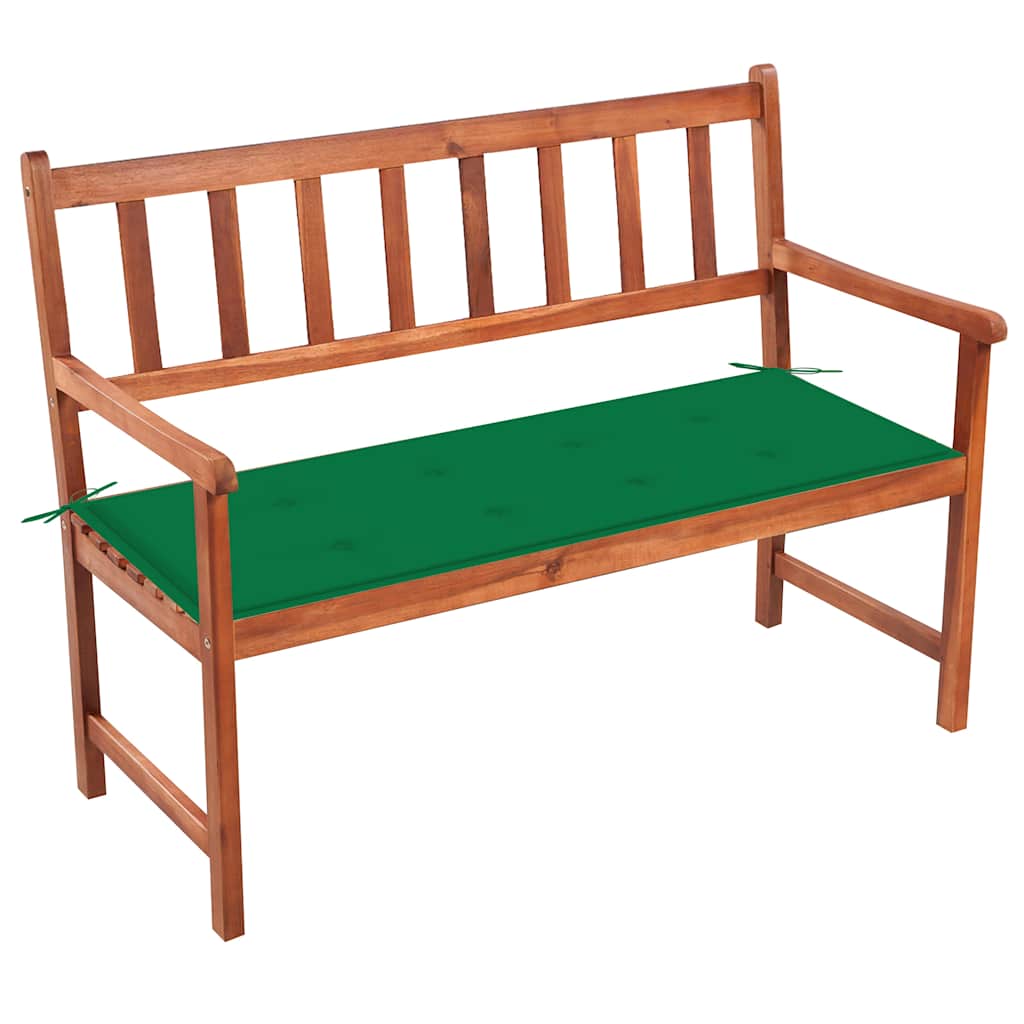 Vrtna klupa s jastukom 120 cm od masivnog bagremovog drva Zelena 120 x 50 x 4 cm
