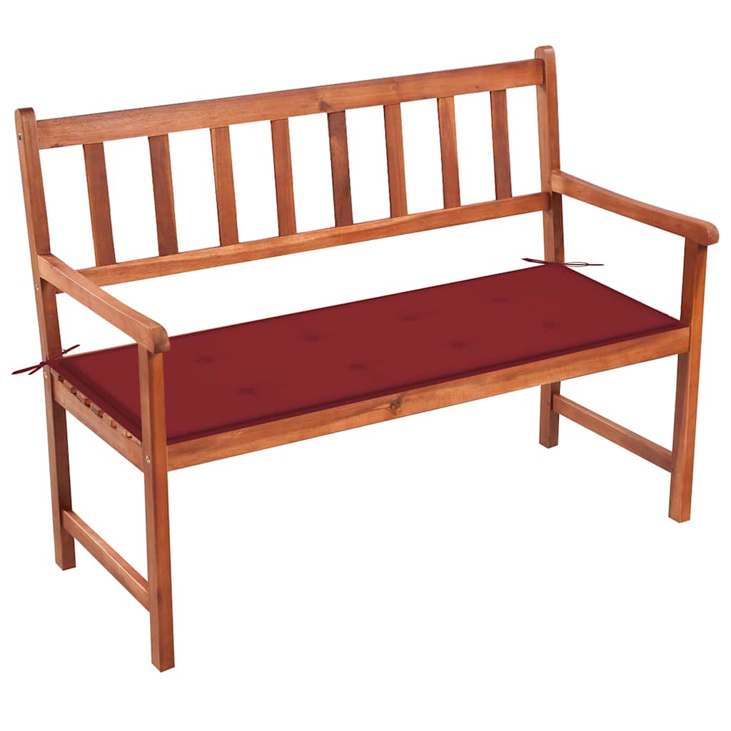 Vrtna klupa s jastukom 120 cm od masivnog bagremovog drva Crvena 120 x 50 x 4 cm
