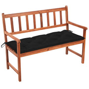 Vrtna klupa s jastukom 120 cm od masivnog bagremovog drva Crna 120 x 50 x 7 cm