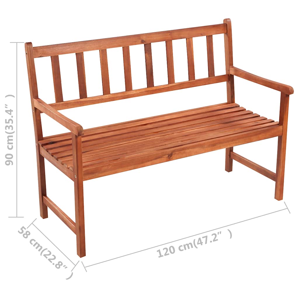Vrtna klupa s jastukom 120 cm od masivnog bagremovog drva Crna 120 x 50 x 7 cm