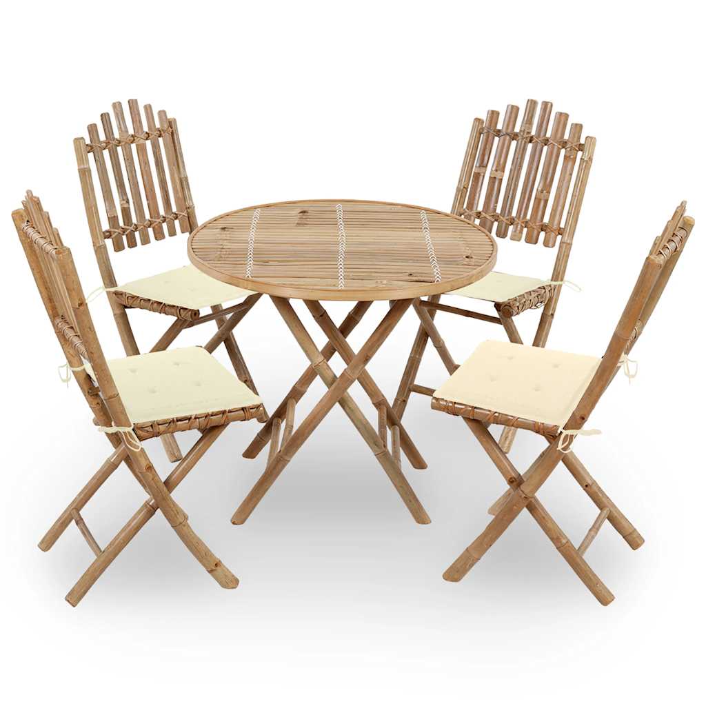 5-dijelni sklopivi vrtni blagovaonski set od bambusa Siva 40 x 40 x 7 cm