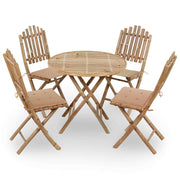 5-dijelni sklopivi vrtni blagovaonski set od bambusa Bež 40 x 40 x 4 cm