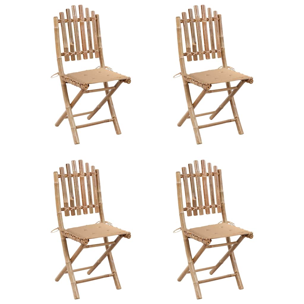 5-dijelni sklopivi vrtni blagovaonski set od bambusa Bež 40 x 40 x 4 cm