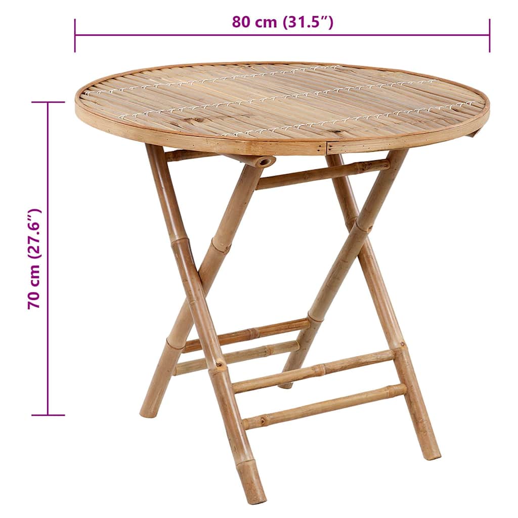5-dijelni sklopivi vrtni blagovaonski set od bambusa Bež 40 x 40 x 4 cm