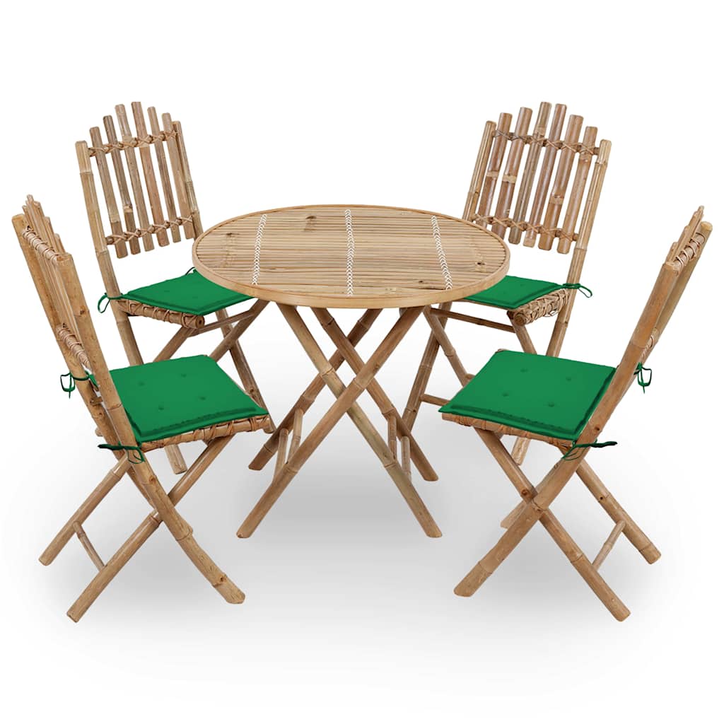 5-dijelni sklopivi vrtni blagovaonski set od bambusa Zelena 40 x 40 x 4 cm