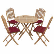 5-dijelni sklopivi vrtni blagovaonski set od bambusa Siva 40 x 40 x 7 cm