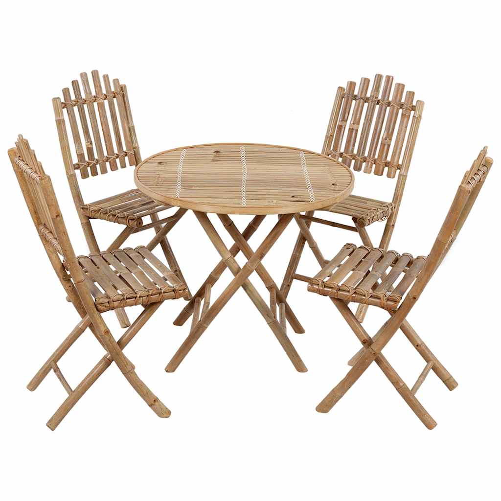 5-dijelni sklopivi vrtni blagovaonski set od bambusa Siva 40 x 40 x 7 cm