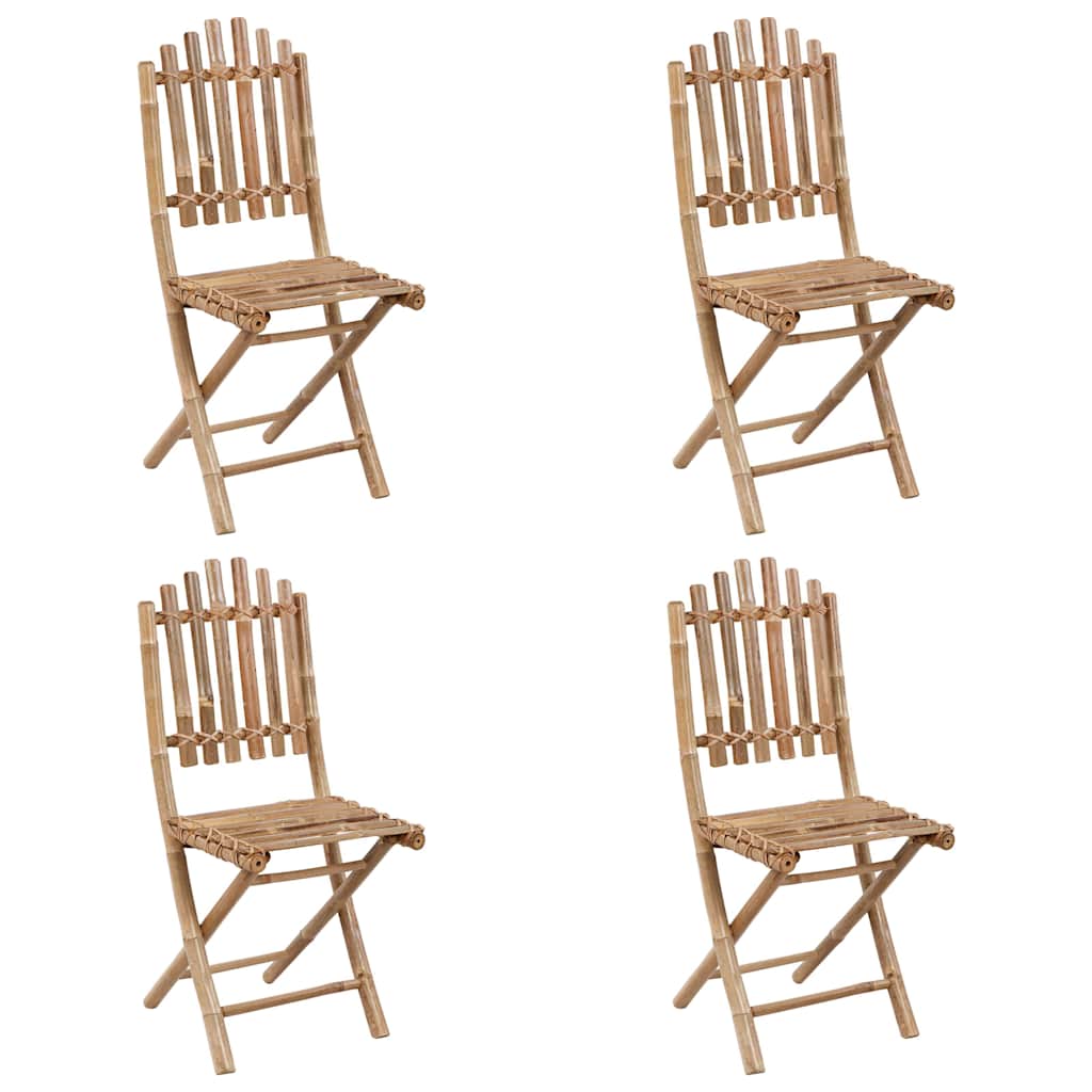 5-dijelni sklopivi vrtni blagovaonski set od bambusa Siva 40 x 40 x 7 cm