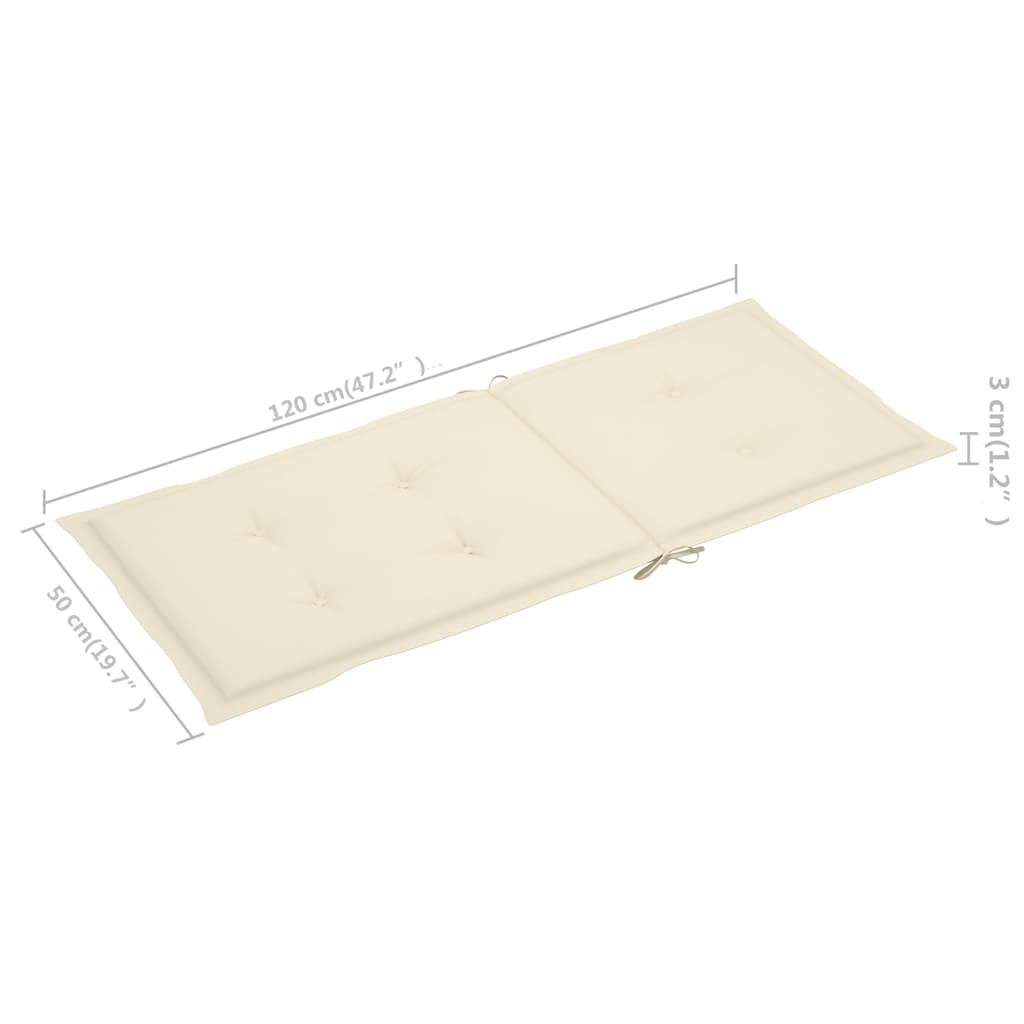Sklopive stolice 6 kom s jastucima od punog bagremovog drveta Krema 120 x 50 x 3 cm