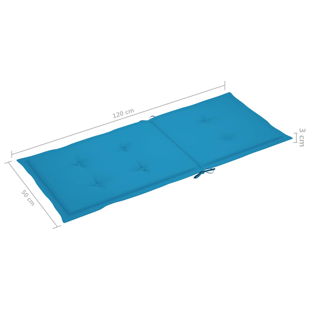 Sklopive stolice 6 kom s jastucima od punog bagremovog drveta Plava 120 x 50 x 3 cm