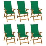 Sklopive stolice 6 kom s jastucima od punog bagremovog drveta Zelena 120 x 50 x 3 cm