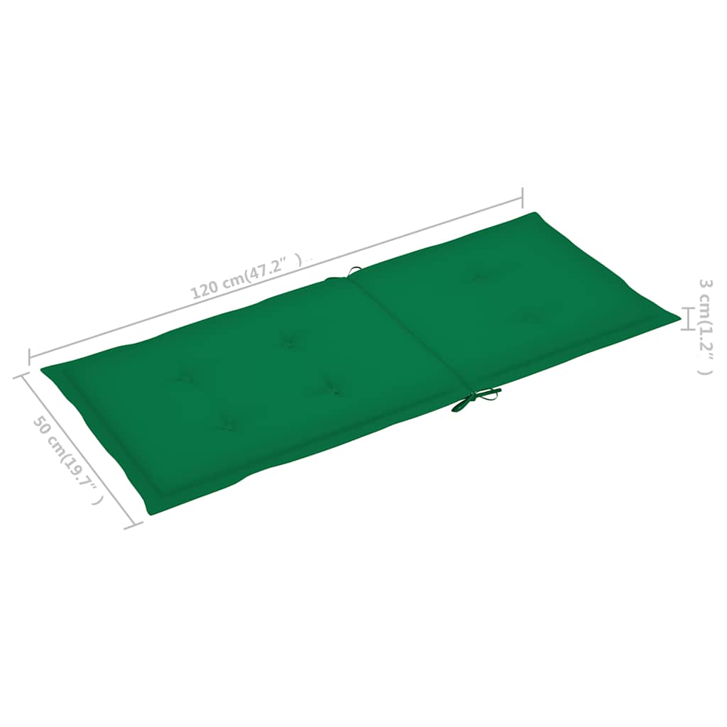 Sklopive stolice 6 kom s jastucima od punog bagremovog drveta Zelena 120 x 50 x 3 cm